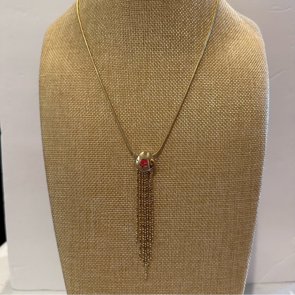 Nordstrom Jewelry - NWT Nordstrom Necklace gold w/ chain tassel on round pendant, sliding ball close